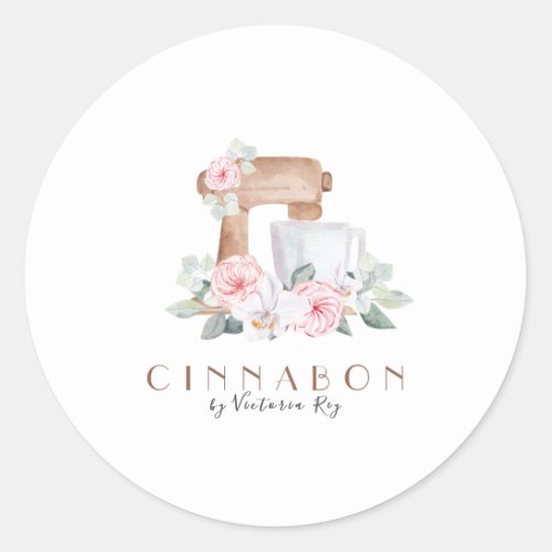 Minimalistic  Watercolor  Bakery  Caterer Class Classic Round Sticker