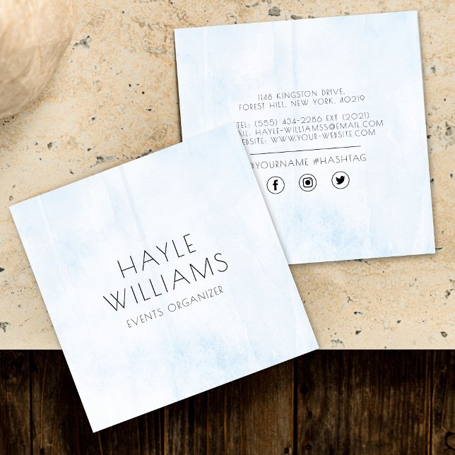Minimalistic Watercolor Square Business Card (Creator Uploaded)