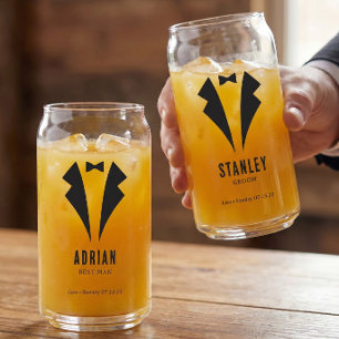 Minimalistic Wedding Best Man Name Black Can Glass