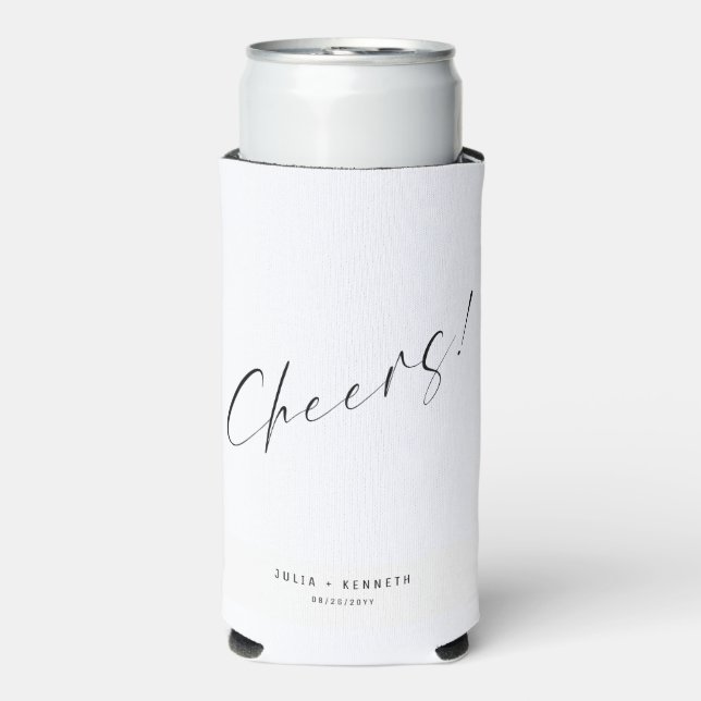 Minimalistic Wedding Calligraphy Seltzer Can Cooler (Seltzer Front)