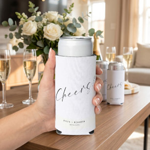 Minimalistic Wedding Calligraphy Seltzer Can Cooler