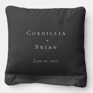 Minimalistic Wedding Couples Names Cornhole Bags