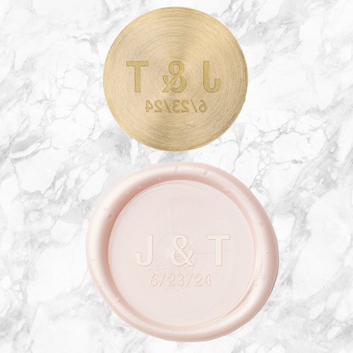 Minimalistic Wedding Initials Monogram Date Wax Seal Stamp