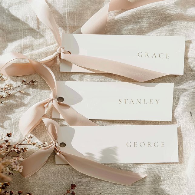 Minimalistic Wedding Navy Name Tag Place Cards (Creator Uploaded)