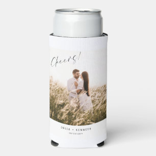 Minimalistic Wedding Photo Wine Seltzer Can Cooler