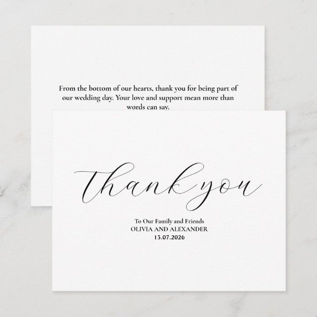 Minimalistic Wedding Thank You Card (Front/Back)