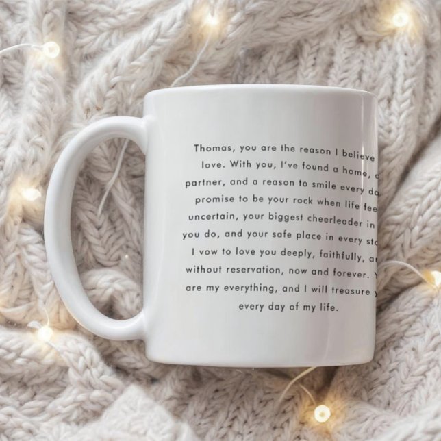 Minimalistic Wedding Vows Custom Names Coffee Mug (Creator Uploaded)