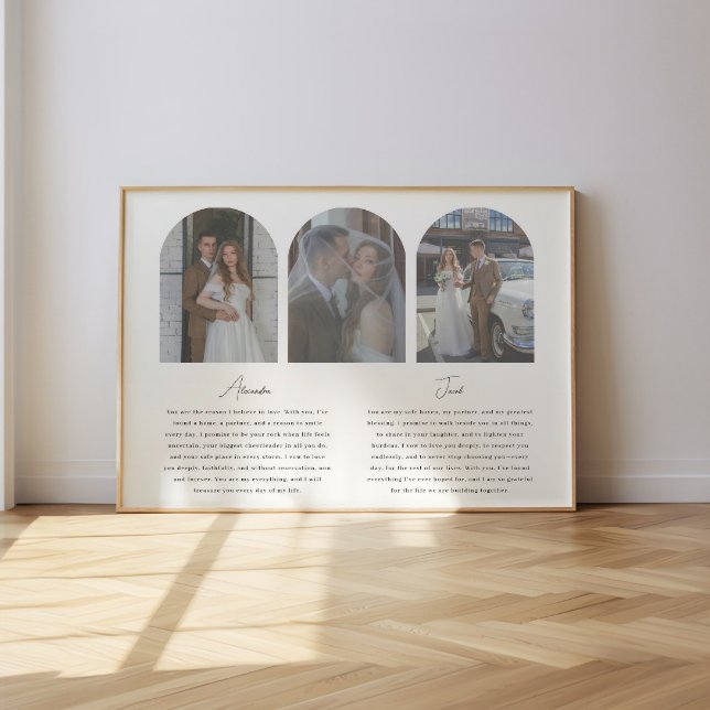 Minimalistic Wedding Vows Script 3-Photo Arch Poster (Creator Uploaded)