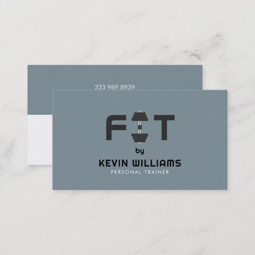 Minimalistic White and Blue_gray Fitness Trainer Business Card