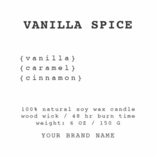 Minimalistic white candle label