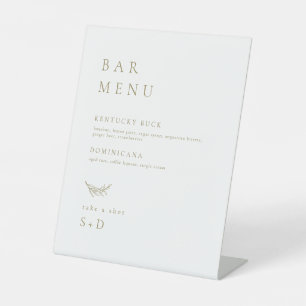 Minimalistic White Gold Bar Menu Wedding Sign