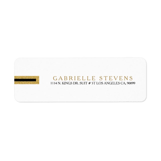 Minimalistic White & Gold Glitter Geometric Design Label (Front)