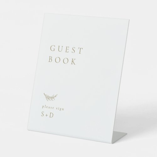 Minimalistic White Gold Guest Book Wedding Sign