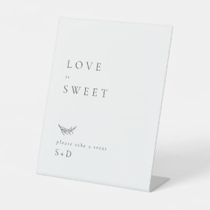 Minimalistic White Gold Sweet Favors Wedding Sign