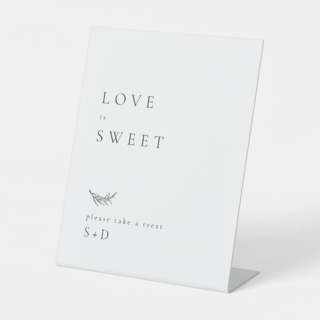 Minimalistic White Gold Sweet Favors Wedding Sign (Front)