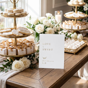 Minimalistic White Gold Sweet Favors Wedding Sign