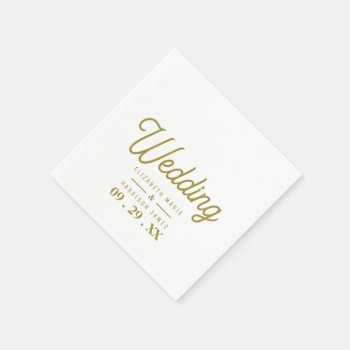 Minimalistic - White & Gold - Wedding Napkins by StampedyStamp at Zazzle