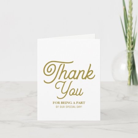 Minimalistic - White & Gold - Wedding Thank You Card