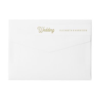 Minimalistic - White & Gold - Wedding Wrap Around Label by StampedyStamp at Zazzle