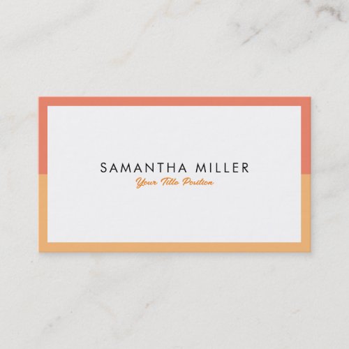 Minimalistic White Orange Yellow Frame Business Card