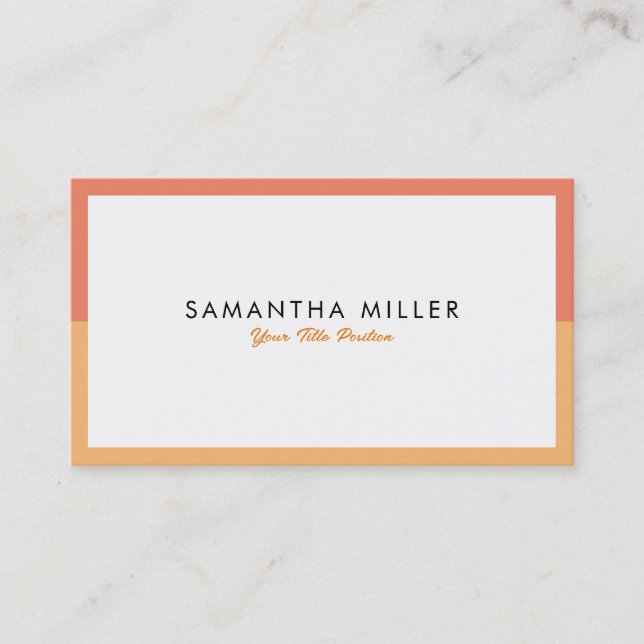 Minimalistic White, Orange Yellow Frame Business Card (Front)