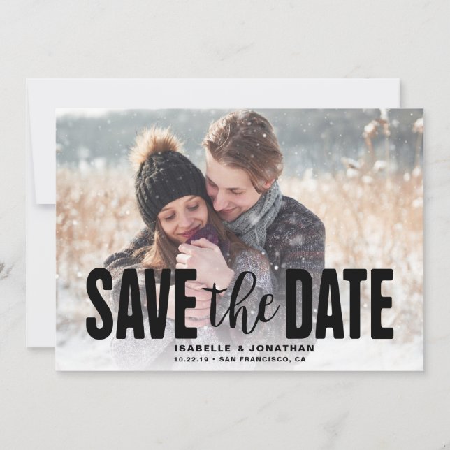 Minimalistic White Photo Save the Date (Front)