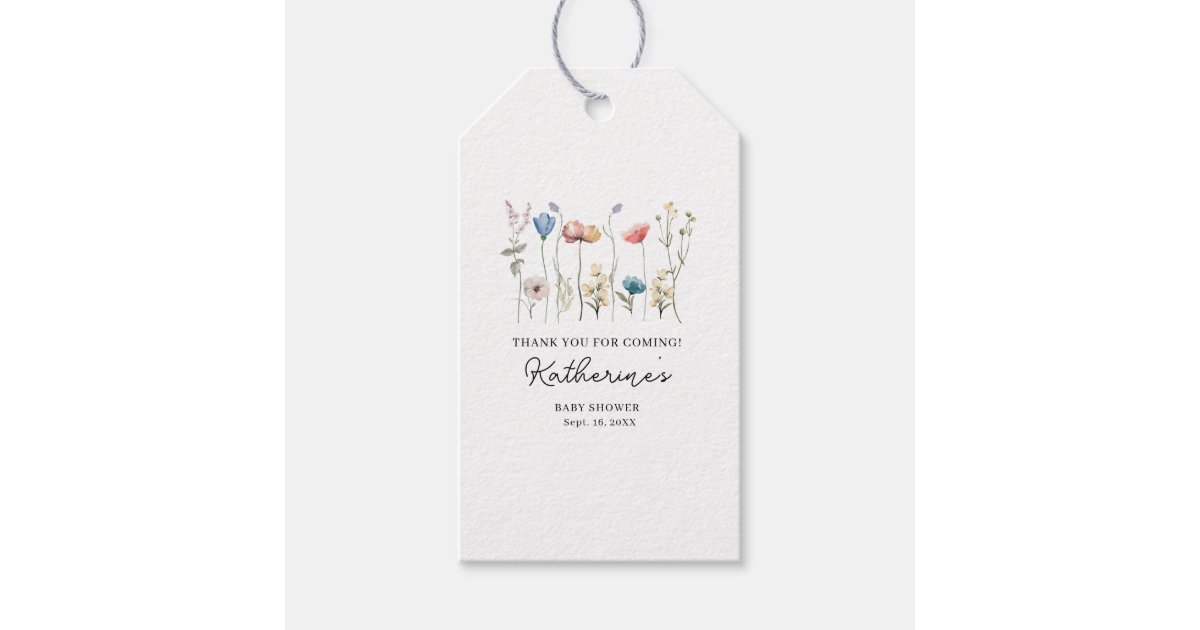 Minimalistic Wildflower Thank You Gift Tags | Zazzle
