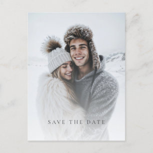 Minimalistic wintery photo save the date postcard