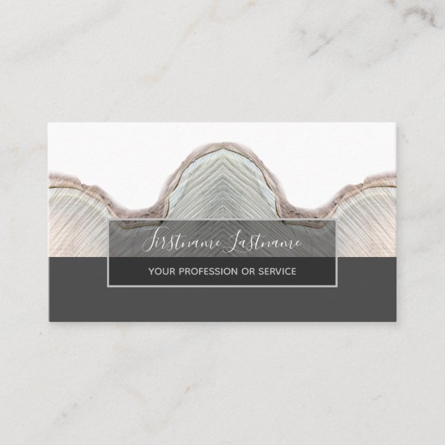 Minimalistic wooden gray rectangle stripes business card (Front)