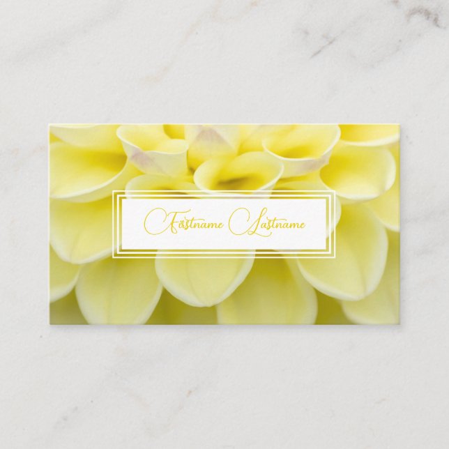 Minimalistic yellow flower florist white rectangle business card (Front)