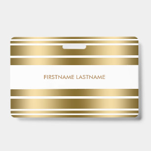 Minimalistig Gold & White Stripes Badge