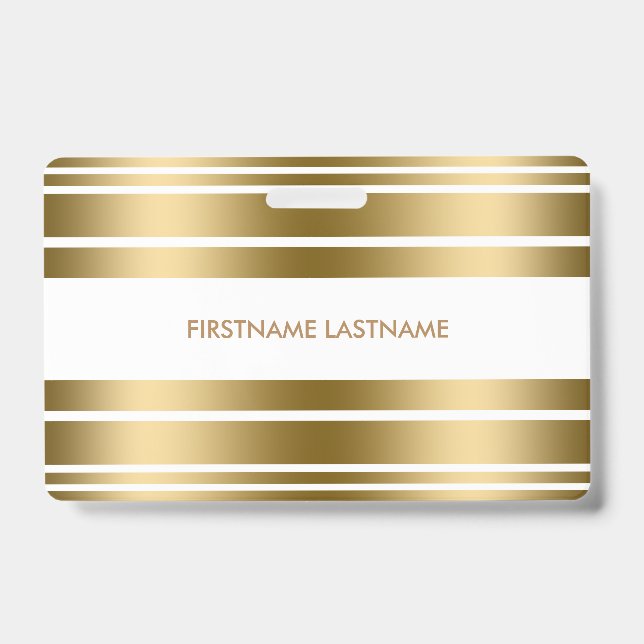 Minimalistig Gold & White Stripes Badge (Front)
