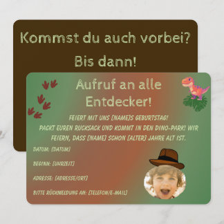 Minimalistische Dinosaurus Uitnodiging – Birthday Invitation