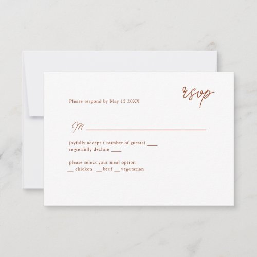 MInimally terracotta scripted RSVP