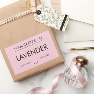 MinimalPink RectangleCandleLabel–LavenderSoyCandle Rectangular Sticker