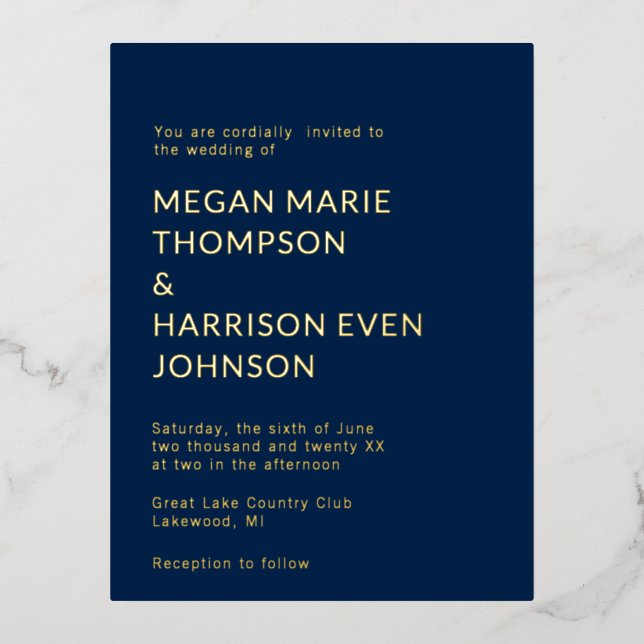 Minimalsist Classic Wedding Invitation (Front)