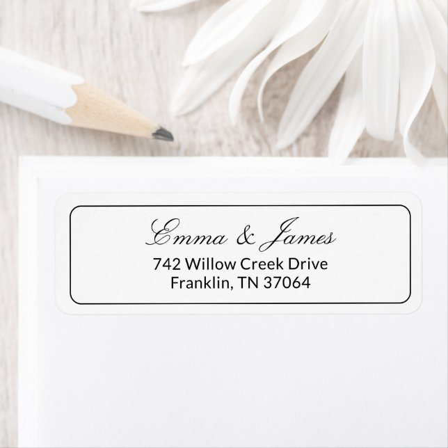 Minimalsit Black & White Script Wedding Label (Insitu)