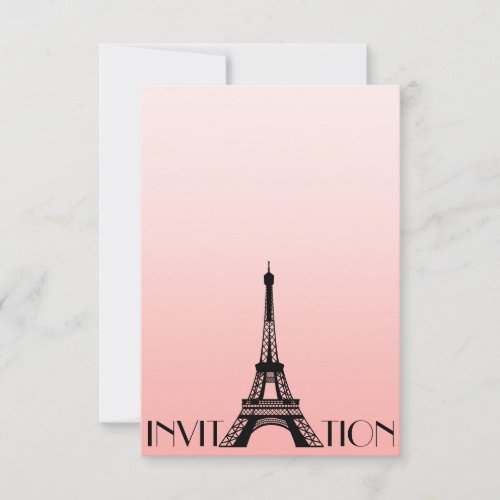 Minimaslim Paris Eiffel Tower Glam Chic Pink Invitation