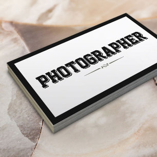 Minimaslit Black Frame Bold Photographer  Business Card