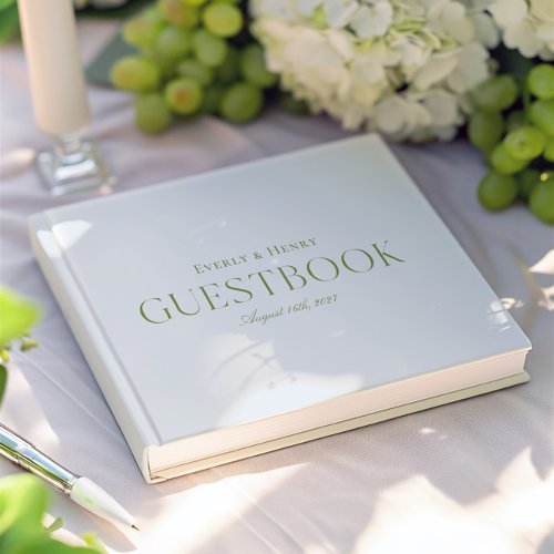 Minimlaist Elegant Light Blue & Sage Green Wedding Guest Book
