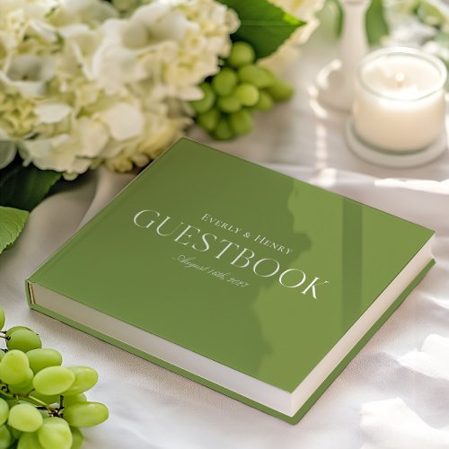 Minimlaist Elegant Sage Green Wedding Guest Book