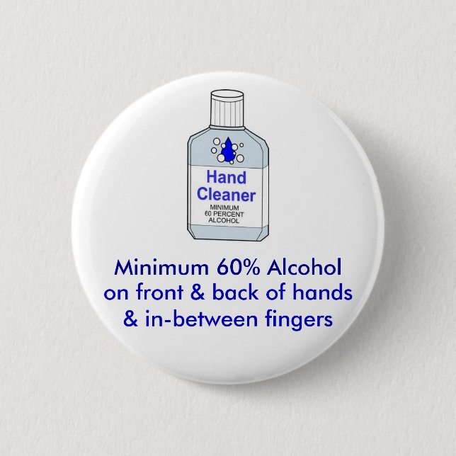 Minimum 60% Alcohol Pinback Button (Front)