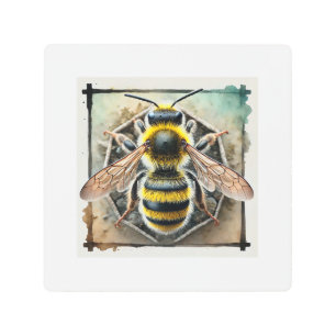Mining bee 151024IREF230 - Watercolor Metal Print