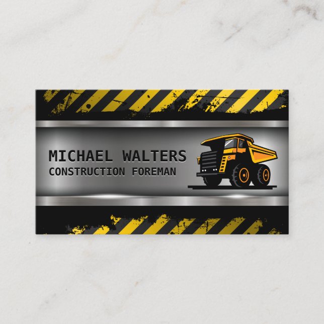 Mining Dump Truck | Metallic Steel Business Card (Front)