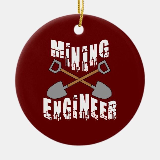 Mining Engineer Crossed Shovels Ceramic Ornament (Front)