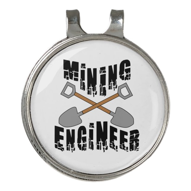 Mining Engineer Crossed Shovels Golf Hat Clip (Front)