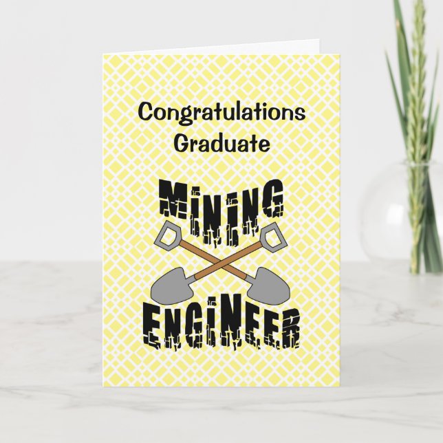 Mining Engineer Crossed Shovels Graduation Card (Front)