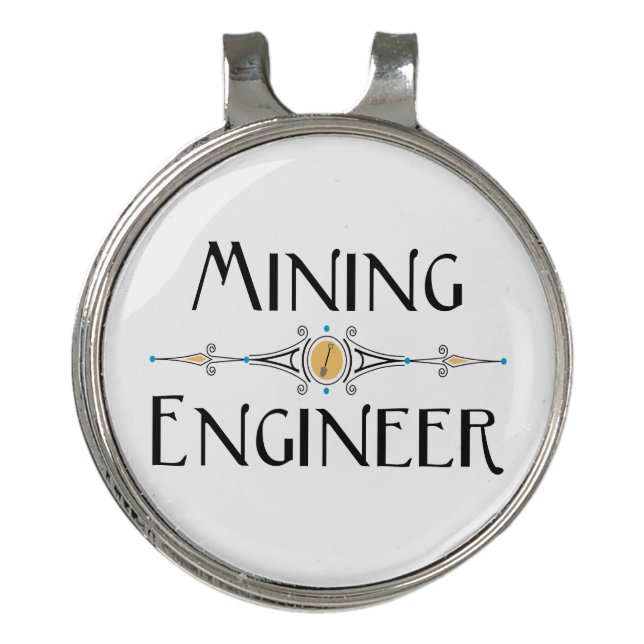 Mining Engineer Decorative Line Golf Hat Clip (Front)