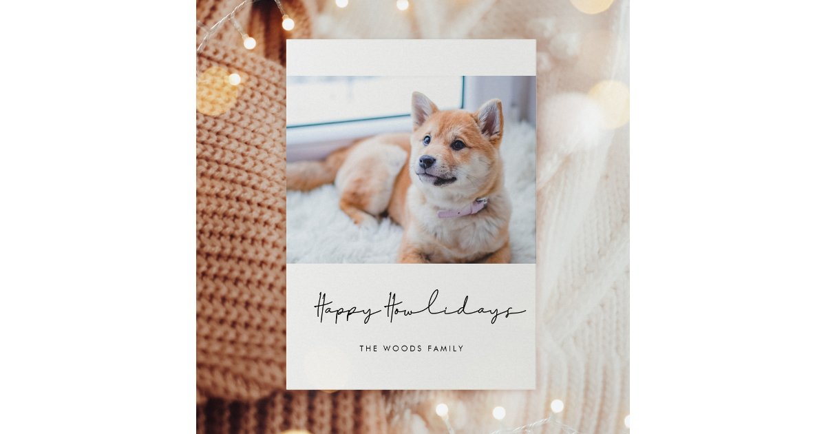 Mininimalist Happy Howlidays Dog Photo Holiday Card | Zazzle