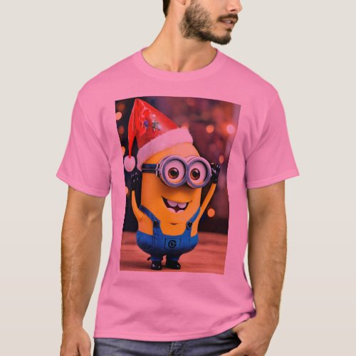 MINION WEARING A HAT OF SANTA T_Shirt